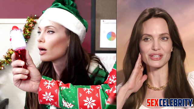 Christmas fetish porn, titted bitch got a lot of fun - Angelina Jolie [PREMIUM]