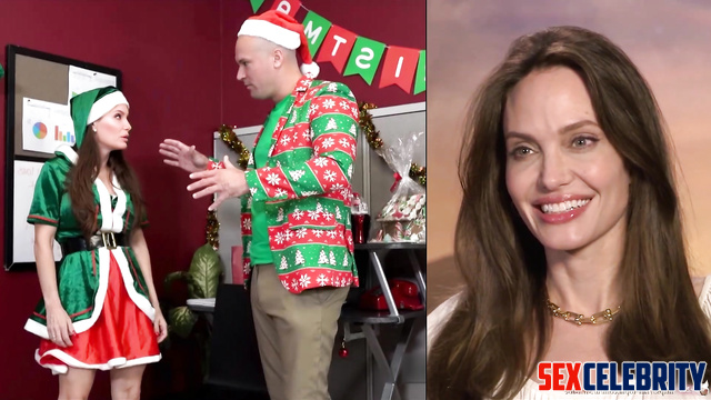 Christmas fetish porn, titted bitch got a lot of fun - Angelina Jolie [PREMIUM]