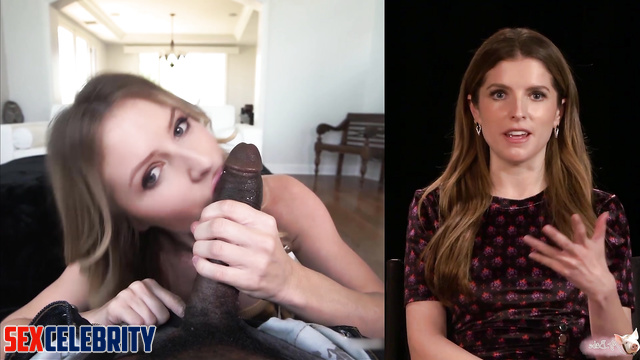 Hot Anna Kendrick sucks big black cocks - face swap