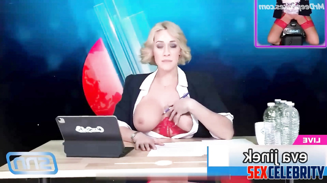 Busty milf broadcasting news naked / Eva Jinek solo sex tape