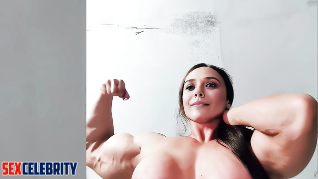 Pumped up bitch Elizabeth Olsen demonstrates naked on camera face swap