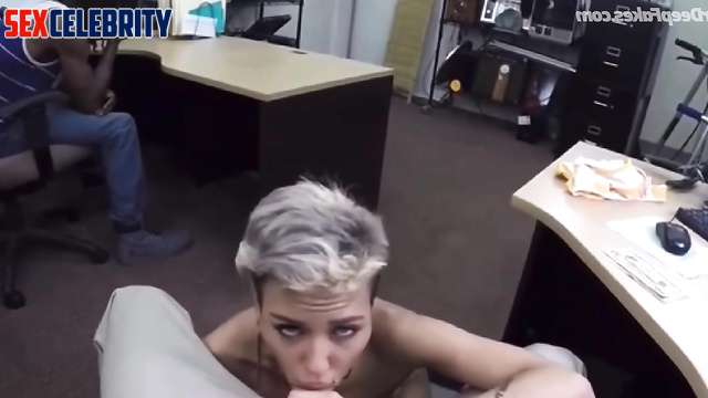 Blonde sucking cock right in the office - Miley Cyrus pov porn