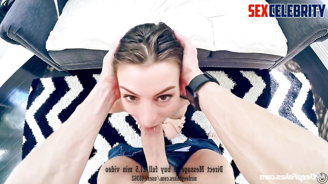 POV hot fuck with Anne Hathaway deepfake in cowgirl position