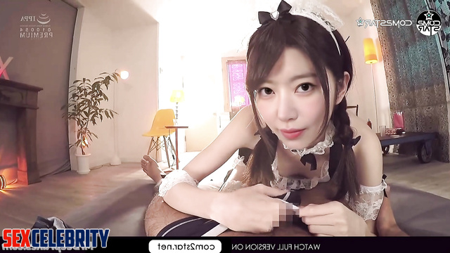 사쿠라 아이즈원 르세라핌 housemaid did cool handjob after work, Sakura pov fakeapp