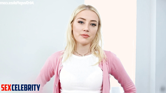 Face swap Amber Heard cums from fingers in pussy