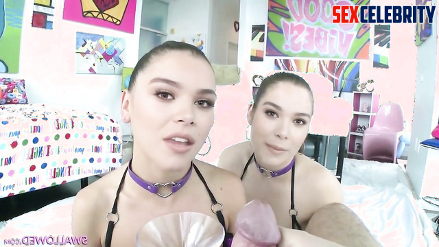 Beauty took black balls in her dirty mouth, Hailee Steinfeld real fake