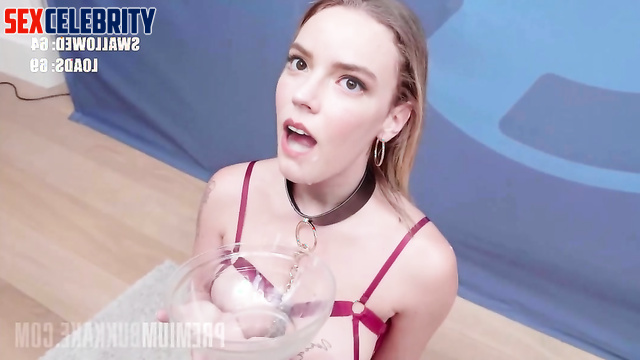 Cock hungry slut gets bukkake - deepfake Anya Taylor-Joy