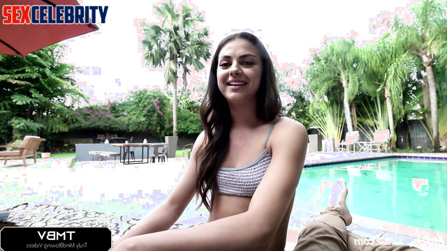 Frisky cock jumping near the pool / Mila Kunis in pov sex tapes