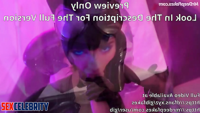 AI Emma Watson's Sexy Catwoman, Latex Costume in Action for Halloween