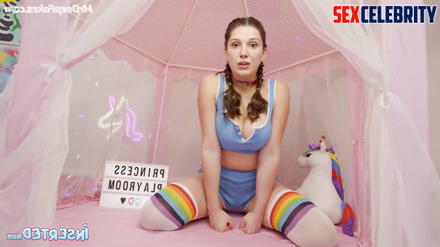 Busty Millie Bobby Brown wants to be your best slut in bed, real fake