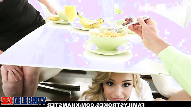 Blonde seduced a new man her slutty mother / Brooke Monk real fake