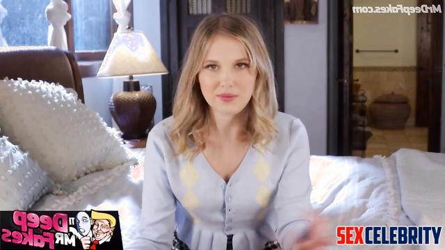 Face swap Millie Bobby Brown backstage with shooting gorgeous porn