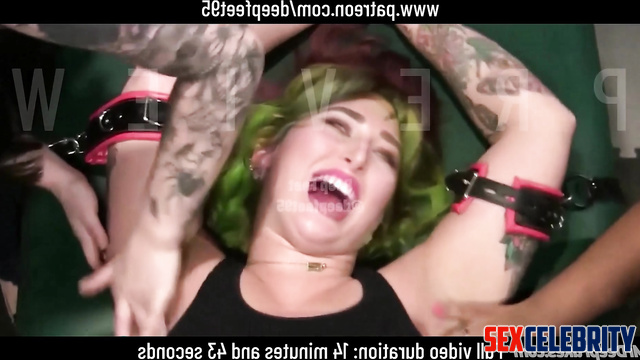 Tattooed Rhea Ripley asked to be tickled until she cried - face swap