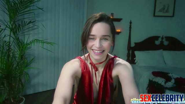 Lady in red dress wants your attention on her body, Emilia Clarke A.I.