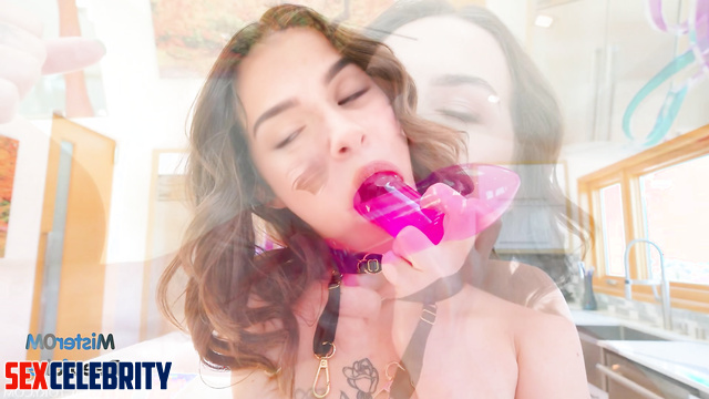 Fake Dixie D'amelio licking a cock after dissolute anal sex