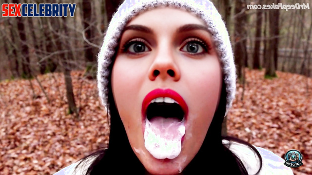 Blowjob in gorgeous autumn forest / Alexandra Daddario pov face swap