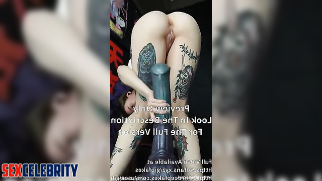Anya Taylor-Joy fake rides a really huge monster dildo all the way