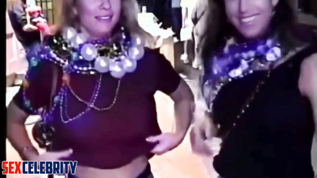 AI Sissy Fleitas flashing her tits for beads