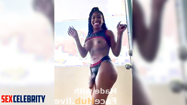 Sexy ponytailed wrestler Bianca Belair has fun with her huge dick