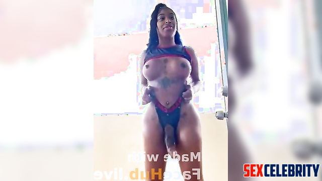 Sexy ponytailed wrestler Bianca Belair has fun with her huge dick