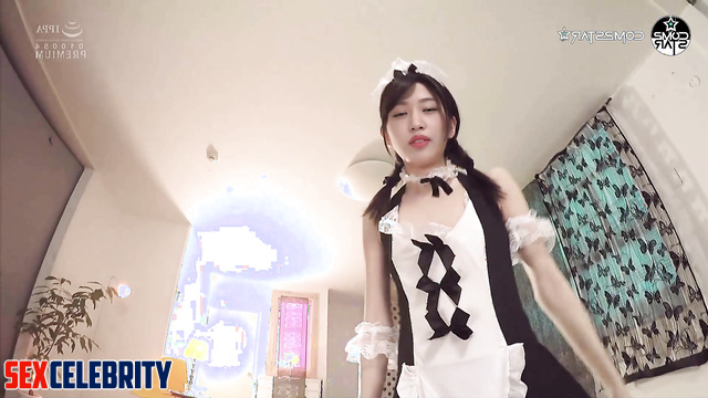 (안유진 아이브 아이즈원) skinny housemaid jumping on a cock so briskly, Yujin A.I.