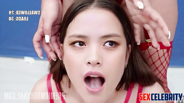 Her mouth can swallow a lot of sperm, look - Ryujin (류진 있지) bukkake A.I.