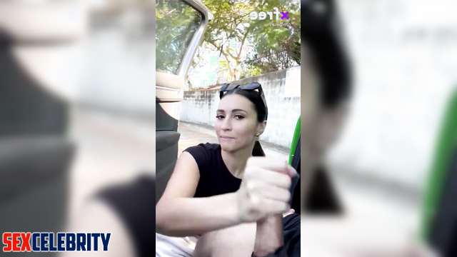 AI Jackie Guerrido jerking off a cock in the parking lot