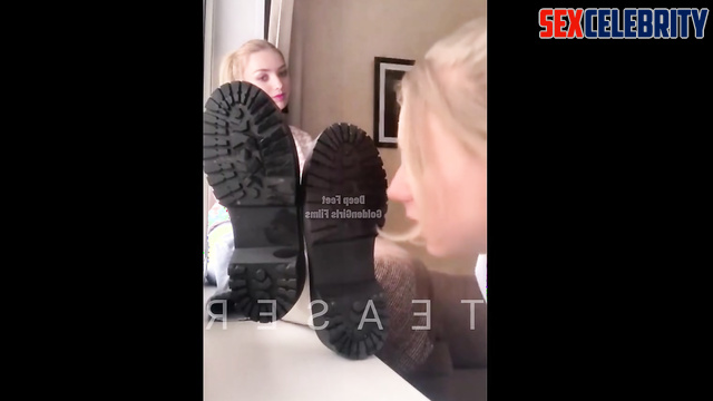 Fake app Peyton List - White Socks Foot Worship with Boots